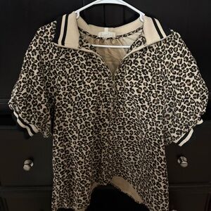 EUC Entro Black and Tan Leopard Print top
